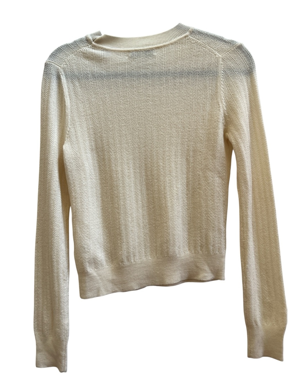 Veronica Beard Ivory 100% Wool Textured Puff Sleeve Sweater XS Feminine Preppy - Picture 3 of 6